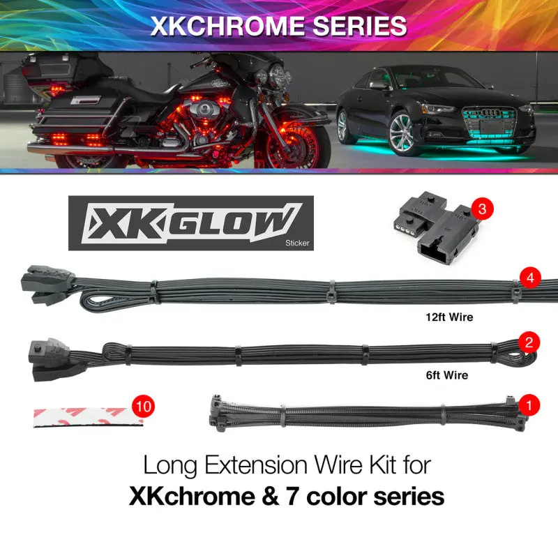 Xk Glow Extension Wire Kit Compatible With Xkchrome And 7-Color Led Automotive Lighting Systems 1