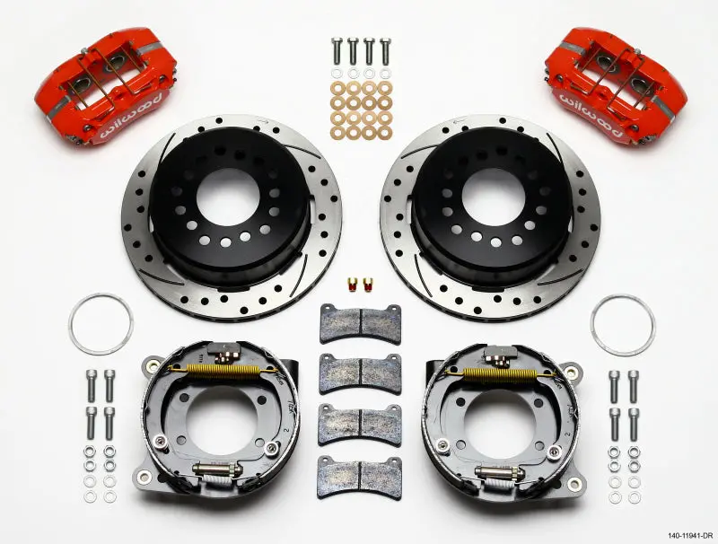 Wilwood Dynapro Low-Profile Parking Brake Kit – 11-Inch Rotors, Drill-Red Finish, Amc 71–74 With 2.60-Inch Offset 1