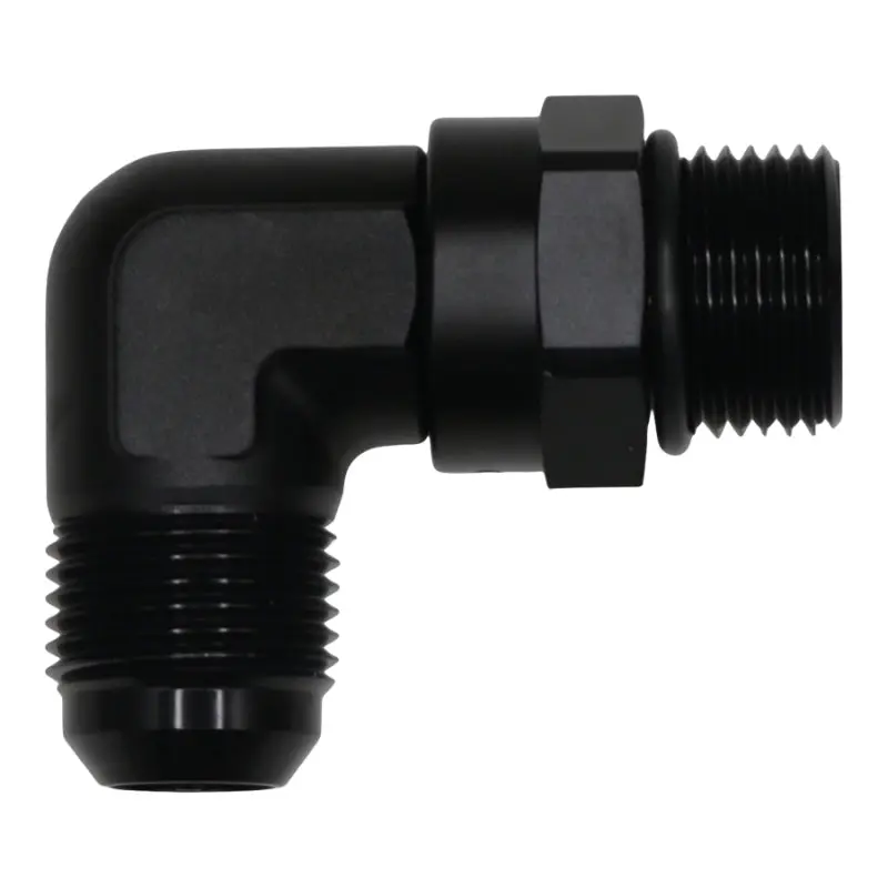 Deatschwerks 10An Orb Male Swivel To 10An Male Flare 90° Fitting – Matte Black Anodized 1