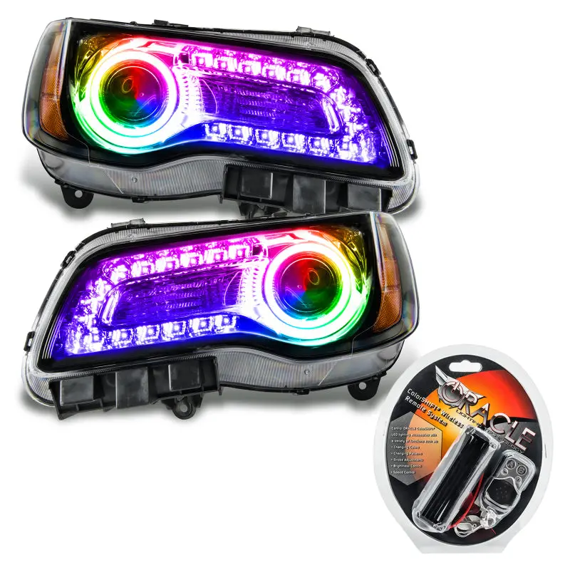 Oracle Colorshift Drl Headlight Assembly For 2011–2014 Chrysler 300C – Smd, Black Housing, Non-Hid 1