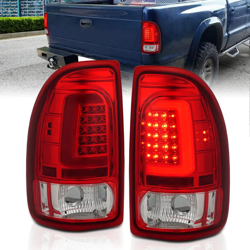 Anzo 1997-2004 Dodge Dakota Led Taillights Chrome Housing Red Lens Pair 1